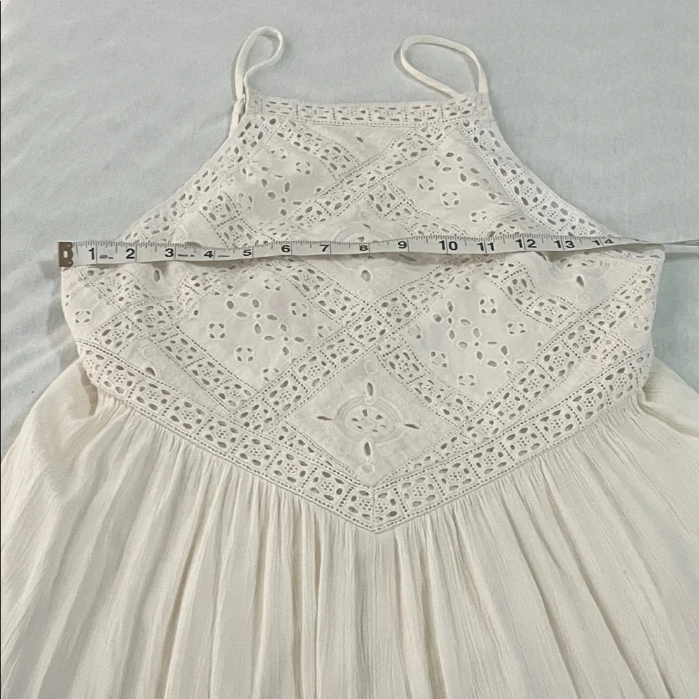 American Eagle Outfitters Small Vintage Ivory White Eyelet Tiered Boho Sundress - Picture 11 of 15